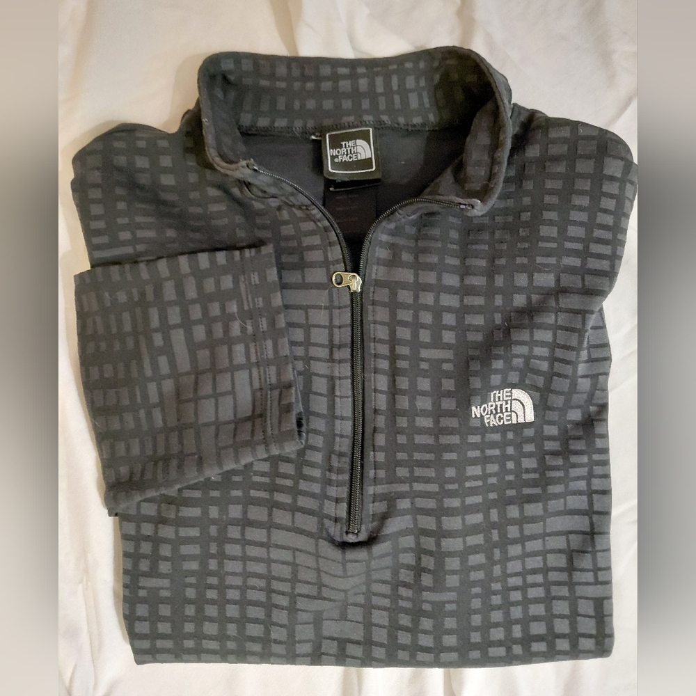 The North Face Charcoal Checked Quarter Zip Pullover